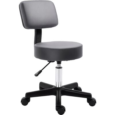 JHY DESIGN Taburete De Salón, Regulable En Altura, Ergonómico, Giratorio 360°, 5 Ruedas, Tapizado Sintético, Color Gris. JHY DESIGN Taburete De Salón, Regulable En Altura, Ergonómico, Giratorio 360°, 5 Ruedas, Tapizado Sintético, Color Gris.