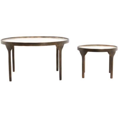 Mesa De Centro Eli 2 Uds Ø85x42cm Crema Bronce - Light & Living Mesa De Centro Eli 2 Uds Ø85x42cm Crema Bronce - Light & Living