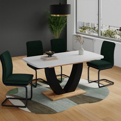 Mesa De Comedor Fenaro, Blanco/roble Dorado, 120-160 X 80 Cm Extensible, Vicco Mesa De Comedor Fenaro, Blanco/roble Dorado, 120-160 X 80 Cm Extensible, Vicco