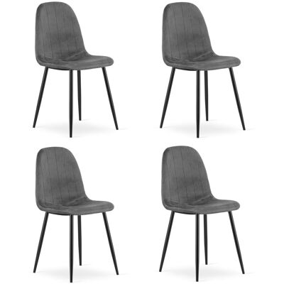 AKORD Silla Padva - Terciopelo Gris Oscuro / Patas Negras X 4 AKORD Silla Padva - Terciopelo Gris Oscuro / Patas Negras X 4