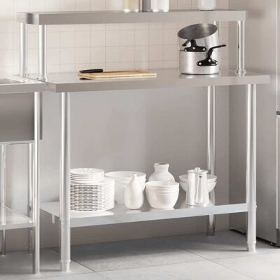 Mesa de Cocina en Acero Inoxidable con Estante - Uso Comercial Mesa de Cocina en Acero Inoxidable con Estante - Uso Comercial