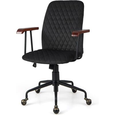 Costway Silla Giratoria De Ocio De Terciopelo, Silla De Oficina Ajustable De Altura 89,5-97,5 Cm, Silla De Ordenador Vintage De Respaldo Medio, Reposabrazos, Ruedas, Asiento Tapizado (negro) Costway Silla Giratoria De Ocio De Terciopelo, Silla De Oficina Ajustable De Altura 89,5-97,5 Cm, Silla De Ordenador Vintage De Respaldo Medio, Reposabrazos, Ruedas, Asiento Tapizado (negro)