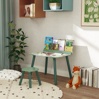 LIIYIELA Mesa Infantil Con Silla Y Estante Para Libros Escritorio Para Niños De +3 Años Para Sala De Juegos Verde LIIYIELA Mesa Infantil Con Silla Y Estante Para Libros Escritorio Para Niños De +3 Años Para Sala De Juegos Verde