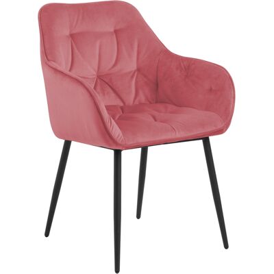 Selsey Agamos - Silla - Tapizada Con Reposabrazos De Terciopelo Coral Sobre Patas De Metal Selsey Agamos - Silla - Tapizada Con Reposabrazos De Terciopelo Coral Sobre Patas De Metal