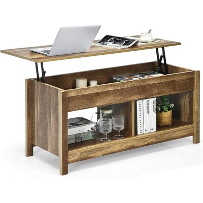 Costway Mesa De Centro Elevable Con Estantey Con Compartimento De Almacenamiento Mesita De Té De Madera Para Pasillo Salón Balcón (roble) Costway Mesa De Centro Elevable Con Estantey Con Compartimento De Almacenamiento Mesita De Té De Madera Para Pasillo Salón Balcón (roble)