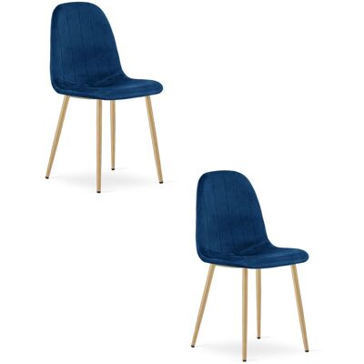 AKORD Silla Padva - Terciopelo Azul Marino / Patas De Roble X 2 AKORD Silla Padva - Terciopelo Azul Marino / Patas De Roble X 2