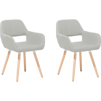 Beliani Juego de 2 Sillas de Comedor de Tela Gris Claro - Sillas de comedor Beliani Juego de 2 Sillas de Comedor de Tela Gris Claro - Sillas de comedor