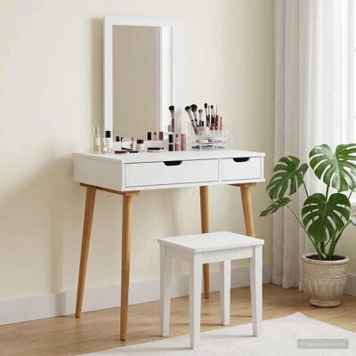 Vidaxl Conjunto De Mesa De Tocador Fauske 2 Uds. Blanco Vidaxl Conjunto De Mesa De Tocador Fauske 2 Uds. Blanco