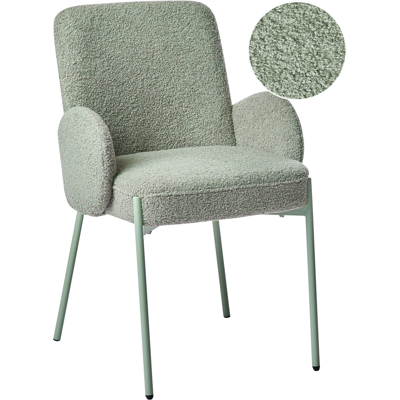 BELIANI Silla De Comedor Tapizada De Bouclé Diseño Retro Base De Patas De Hierro Verde Claro Magee BELIANI Silla De Comedor Tapizada De Bouclé Diseño Retro Base De Patas De Hierro Verde Claro Magee