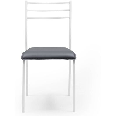 HOMELY Silla De Cocina Paris Asiento De Pvc Y Estructura De Metal Metal Blanco-pvc Gris HOMELY Silla De Cocina Paris Asiento De Pvc Y Estructura De Metal Metal Blanco-pvc Gris