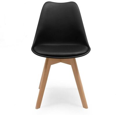 HOMELY Silla De Comedor Day Asiento De Polipropileno Y Patas Madera De Haya Negro HOMELY Silla De Comedor Day Asiento De Polipropileno Y Patas Madera De Haya Negro