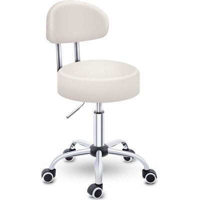 Tresko Taburete Con Ruedas Beige Con Respaldo, Taburete De Trabajo, Taburete Giratorio, Taburete De Cosmética, Taburete De Consulta. Tresko Taburete Con Ruedas Beige Con Respaldo, Taburete De Trabajo, Taburete Giratorio, Taburete De Cosmética, Taburete De Consulta.