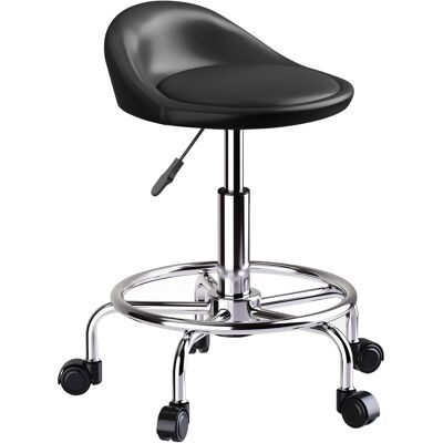 JHY DESIGN Taburete Rodante Regulable En Altura Con Respaldo, Giratorio De 59 A 75 Cm, Taburete De Trabajo, Giratorio 360°, Negro. JHY DESIGN Taburete Rodante Regulable En Altura Con Respaldo, Giratorio De 59 A 75 Cm, Taburete De Trabajo, Giratorio 360°, Negro.