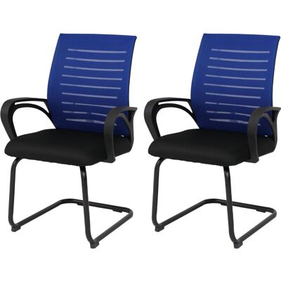 Juego De 2 Sillas De Conferencia Hhg-584, Silla De Visitante Con Estructura De Patillas, Tejido (250 G/m²) Mvg, Azul, Estructura Negra Juego De 2 Sillas De Conferencia Hhg-584, Silla De Visitante Con Estructura De Patillas, Tejido (250 G/m²) Mvg, Azul, Estructura Negra