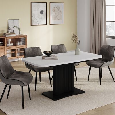 Mesa De Comedor Fenaro, Blanco/negro, 120-160 X 80 Cm Extensible, Vicco Mesa De Comedor Fenaro, Blanco/negro, 120-160 X 80 Cm Extensible, Vicco