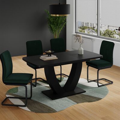 Mesa De Comedor Fenaro, Negro, 120-160 X 80 Cm Extensible, Vicco Mesa De Comedor Fenaro, Negro, 120-160 X 80 Cm Extensible, Vicco