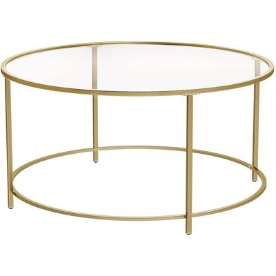 HELLOSHOP26 Mesa De Centro Redonda Tablero De Vidrio Templado Estructura De Metálica Dorada Mesa De Salón Mesita Auxiliar Robusta Y Estable Decorativa Dorada 120001011 HELLOSHOP26 Mesa De Centro Redonda Tablero De Vidrio Templado Estructura De Metálica Dorada Mesa De Salón Mesita Auxiliar Robusta Y Estable Decorativa Dorada 120001011