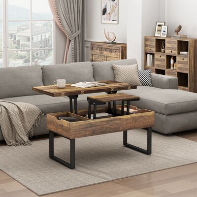 Mesa De Centro Lifty, Roble Rústico, 100 X 50 Cm Con Función De Elevación, Vicco Mesa De Centro Lifty, Roble Rústico, 100 X 50 Cm Con Función De Elevación, Vicco