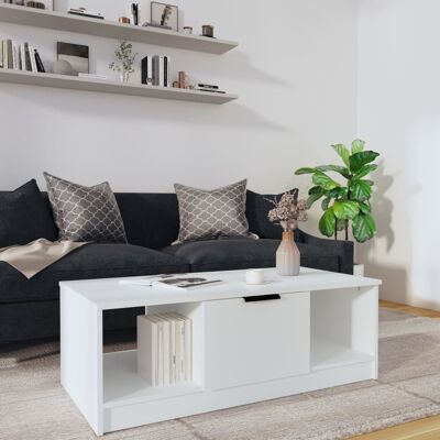 MAISONCHIC - Mesa de centro, Blanco 102x50x36 cm Madera multicapa MAISONCHIC - Mesa de centro, Blanco 102x50x36 cm Madera multicapa