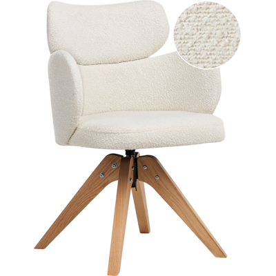 BELIANI Silla De Comedor Giratoria Respaldo Curvo De Bouclé Beige Claro Marcy BELIANI Silla De Comedor Giratoria Respaldo Curvo De Bouclé Beige Claro Marcy