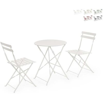 BIZZOTTO Set De Exterior Con Mesa Redonda Y 2 Sillas De Jardín Plegables Bistrot Yes - Blanco BIZZOTTO Set De Exterior Con Mesa Redonda Y 2 Sillas De Jardín Plegables Bistrot Yes - Blanco