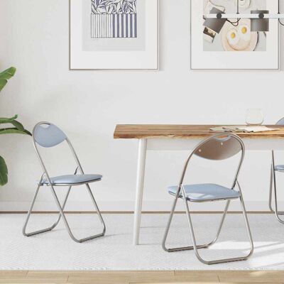 Vidaxl Silla Plegable 2 Uds. Cuero Sintético Gris 48 X 43,5 X 81 Cm Vidaxl Silla Plegable 2 Uds. Cuero Sintético Gris 48 X 43,5 X 81 Cm