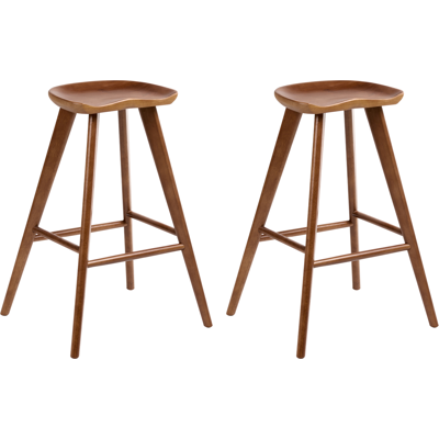 BELIANI Conjunto De 2 Taburetes De Bar De Madera De Caucho Estilo Retro Cocina Comedor Marrón Cando BELIANI Conjunto De 2 Taburetes De Bar De Madera De Caucho Estilo Retro Cocina Comedor Marrón Cando