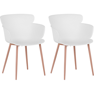 Conjunto de 2 sillas de comedor blancas de material sintético - Muebles modernos para sala de estar Conjunto de 2 sillas de comedor blancas de material sintético - Muebles modernos para sala de estar