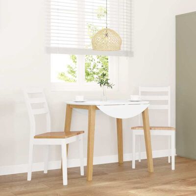 vidaXL Sillas de comedor en madera de caucho blanca - 2 unidades vidaXL Sillas de comedor en madera de caucho blanca - 2 unidades