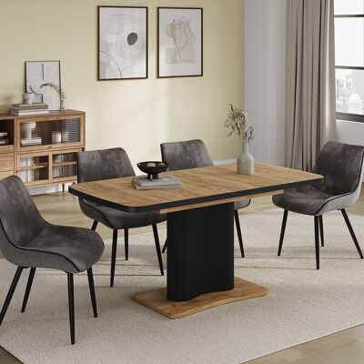 Mesa De Comedor Fenaro, Negro/roble, 120-160 X 80 Cm Extensible, Vicco Mesa De Comedor Fenaro, Negro/roble, 120-160 X 80 Cm Extensible, Vicco
