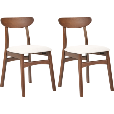 BELIANI Conjunto De 2 Sillas De Comedor Sin Reposabrazos Estructura De Madera De Caucho Marrón Asiento De Tela Beige Claro Doyle BELIANI Conjunto De 2 Sillas De Comedor Sin Reposabrazos Estructura De Madera De Caucho Marrón Asiento De Tela Beige Claro Doyle