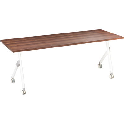 BELIANI Escritorio Rectangular Moderno Plegable Con Ruedas Mesa Móvil Portátil 180 X 60 Cm Estructura De Metal Marrón Oscuro Y Blanco Bendi BELIANI Escritorio Rectangular Moderno Plegable Con Ruedas Mesa Móvil Portátil 180 X 60 Cm Estructura De Metal Marrón Oscuro Y Blanco Bendi