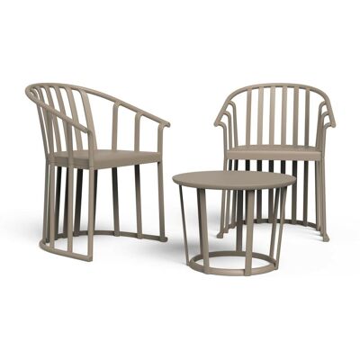 Sillas Con Brazos Y Mesa Raff Resol Plástico Beige (pack De 2+1) Sillas Con Brazos Y Mesa Raff Resol Plástico Beige (pack De 2+1)