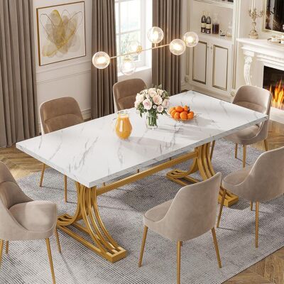 Tribesigns Mesa De Comedor Rectangular De 63 Pulgadas Para 4 A 6 Pulgadas, Mesa De Cocina Moderna Con Elegantes Patas De Caballete De Metal, Mesa De Comedor Grande Para Comedor, Silla No Incluida Tribesigns Mesa De Comedor Rectangular De 63 Pulgadas Para 4 A 6 Pulgadas, Mesa De Cocina Moderna Con Elegantes Patas De Caballete De Metal, Mesa De Comedor Grande Para Comedor, Silla No Incluida