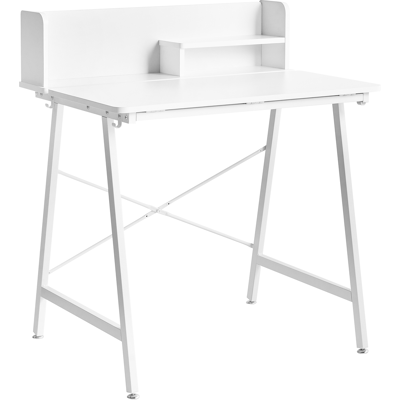 BELIANI Mesa De Dibujo Con Tablero Inclinable Patas De Hierro Ganchos Para Cables Estilo Moderno Blanco Aland BELIANI Mesa De Dibujo Con Tablero Inclinable Patas De Hierro Ganchos Para Cables Estilo Moderno Blanco Aland