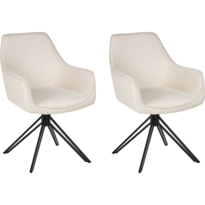 Beliani - Conjunto De 2 Sillas De Comedor Modernas De Tela Asiento Acolchado Patas De Metal Negro Giratorias Beige Claro Jodar Beliani - Conjunto De 2 Sillas De Comedor Modernas De Tela Asiento Acolchado Patas De Metal Negro Giratorias Beige Claro Jodar