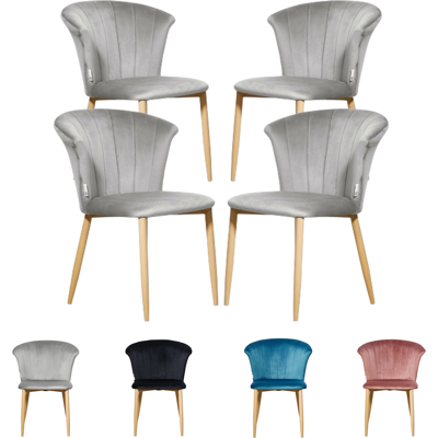 Conjunto de 4 sillas de comedor Elsa de terciopelo - Sillas modernas tapizadas Conjunto de 4 sillas de comedor Elsa de terciopelo - Sillas modernas tapizadas