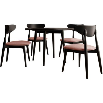 MIRJAN24 Conjunto De Mesas Y Sillas Para Comedor Racine 124, Magic Velvet 2258 + Negro, 76x0x0cm, Diámetro: 100, Número De Asientos: 4, Estilo: Contemporary MIRJAN24 Conjunto De Mesas Y Sillas Para Comedor Racine 124, Magic Velvet 2258 + Negro, 76x0x0cm, Diámetro: 100, Número De Asientos: 4, Estilo: Contemporary