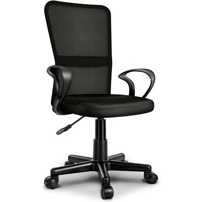 Tresko Silla De Oficina, Silla De Escritorio Negra, Silla Giratoria, Con Reposabrazos Y Ruedas De Plástico De Marcha Suave, Altura Ajustable Continuamente, Asiento Acolchado, Ajuste Ergonómico. Tresko Silla De Oficina, Silla De Escritorio Negra, Silla Giratoria, Con Reposabrazos Y Ruedas De Plástico De Marcha Suave, Altura Ajustable Continuamente, Asiento Acolchado, Ajuste Ergonómico.