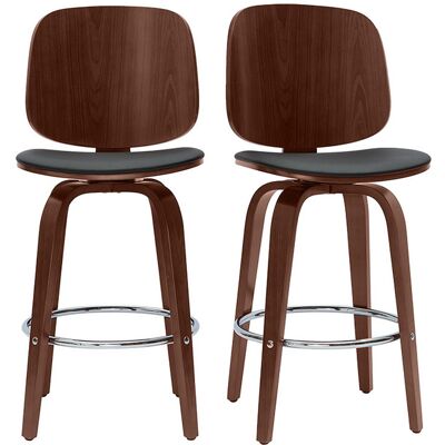 Miliboo - Set De 2 Taburetes De Cocina Giratorios De Diseño Negros Y Madera Oscura 66 Cm Beck Miliboo - Set De 2 Taburetes De Cocina Giratorios De Diseño Negros Y Madera Oscura 66 Cm Beck