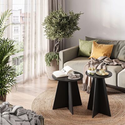 Mesa De Centro Forma, Negro, 40 X 50 Cm Lote De 2, Vicco Mesa De Centro Forma, Negro, 40 X 50 Cm Lote De 2, Vicco