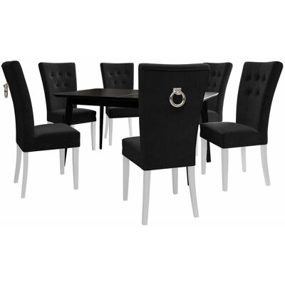 MIRJAN24 Conjunto De Mesas Y Sillas Para Comedor Racine 144, Plata, 76x80x140cm, Diámetro: 0, Número De Asientos: 6, Estilo: Clásicomoderno MIRJAN24 Conjunto De Mesas Y Sillas Para Comedor Racine 144, Plata, 76x80x140cm, Diámetro: 0, Número De Asientos: 6, Estilo: Clásicomoderno