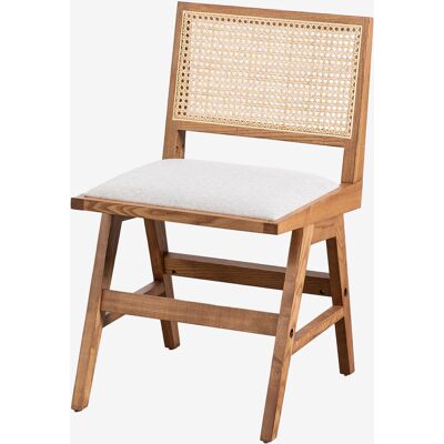 Sklum - Pack De 2 Sillas De Comedor En Madera De Fresno Y Ratán Tapizadas Lali Sklum - Pack De 2 Sillas De Comedor En Madera De Fresno Y Ratán Tapizadas Lali