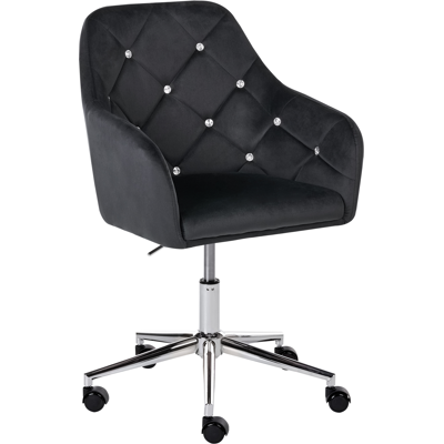 BELIANI Silla De Oficina Tapizado De Terciopelo Giratoria Altura Regulable Respaldo Con Capitoné Con Cristales Negro Veloria BELIANI Silla De Oficina Tapizado De Terciopelo Giratoria Altura Regulable Respaldo Con Capitoné Con Cristales Negro Veloria