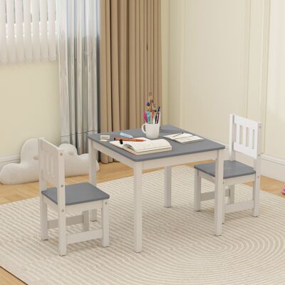 PZCC Mesa Infantil Con 2 Sillas, Conjunto De Asientos Infantiles De 3 Piezas, Grupo De Asientos Infantiles, Muebles Infantiles, 56 X 52 X 48 Cm, Gris. PZCC Mesa Infantil Con 2 Sillas, Conjunto De Asientos Infantiles De 3 Piezas, Grupo De Asientos Infantiles, Muebles Infantiles, 56 X 52 X 48 Cm, Gris.