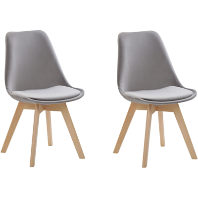 Beliani Conjunto de 2 Sillas de Comedor de Terciopelo Gris - Sillas de Comedor Beliani Conjunto de 2 Sillas de Comedor de Terciopelo Gris - Sillas de Comedor