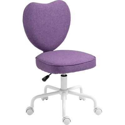 JHY DESIGN Silla De Oficina Con Forma De Corazón, 5 Ruedas Y Altura Regulable, Tapizada En Tela, 40 X 50 X 79-89 Cm, Color Morado. JHY DESIGN Silla De Oficina Con Forma De Corazón, 5 Ruedas Y Altura Regulable, Tapizada En Tela, 40 X 50 X 79-89 Cm, Color Morado.