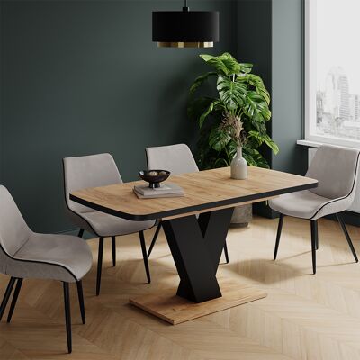 Mesa De Comedor Fenaro, Negro/roble, 120-160 X 80 Cm Extensible, Vicco Mesa De Comedor Fenaro, Negro/roble, 120-160 X 80 Cm Extensible, Vicco