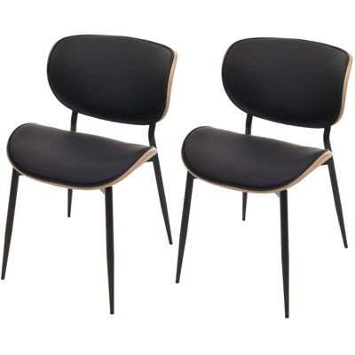 DÉCOSHOP26 Et De 2 Sillas De Comedor Diseño Contemporáneo Forma Redondeada En Madera Curvada Color Natural Y Piel Sintética Negra 04000950 DÉCOSHOP26 Et De 2 Sillas De Comedor Diseño Contemporáneo Forma Redondeada En Madera Curvada Color Natural Y Piel Sintética Negra 04000950