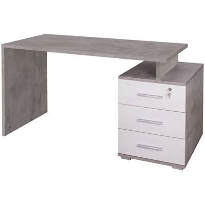 Escritorio Con 3 Cajones De 154l X 55p X H76 – Acabado En Cemento Y Blanco Mate – Sarmog Escritorio Con 3 Cajones De 154l X 55p X H76 – Acabado En Cemento Y Blanco Mate – Sarmog